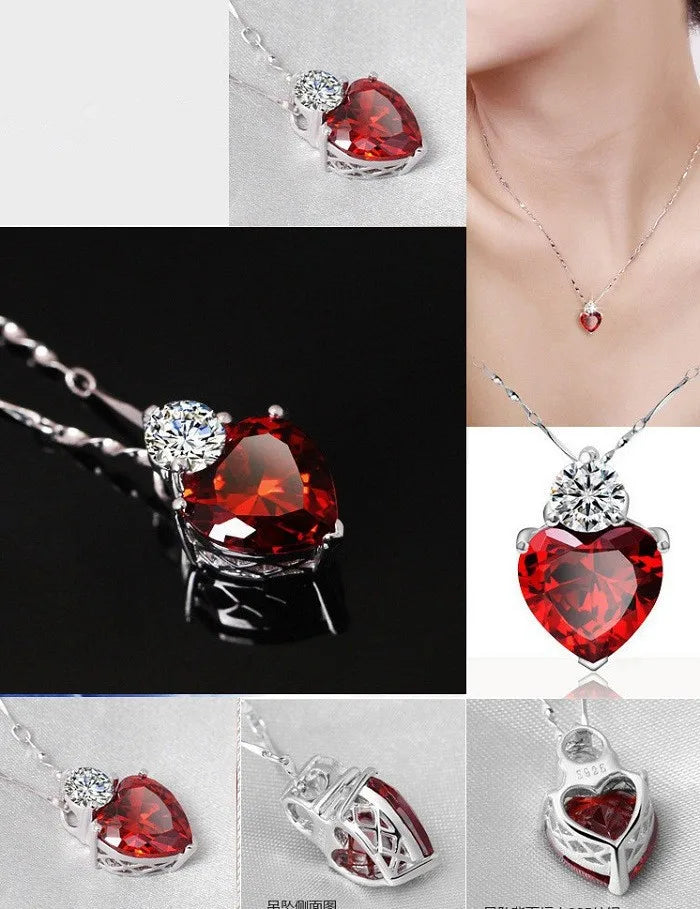 Uloveido Heart Red Pendant Necklace