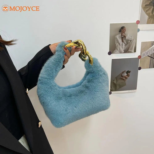 Furry Luxury Designer Handbag Soft Fluffy Fur Purses Hobo